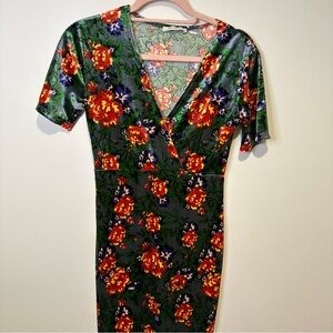 zara floral velvet dress size medium